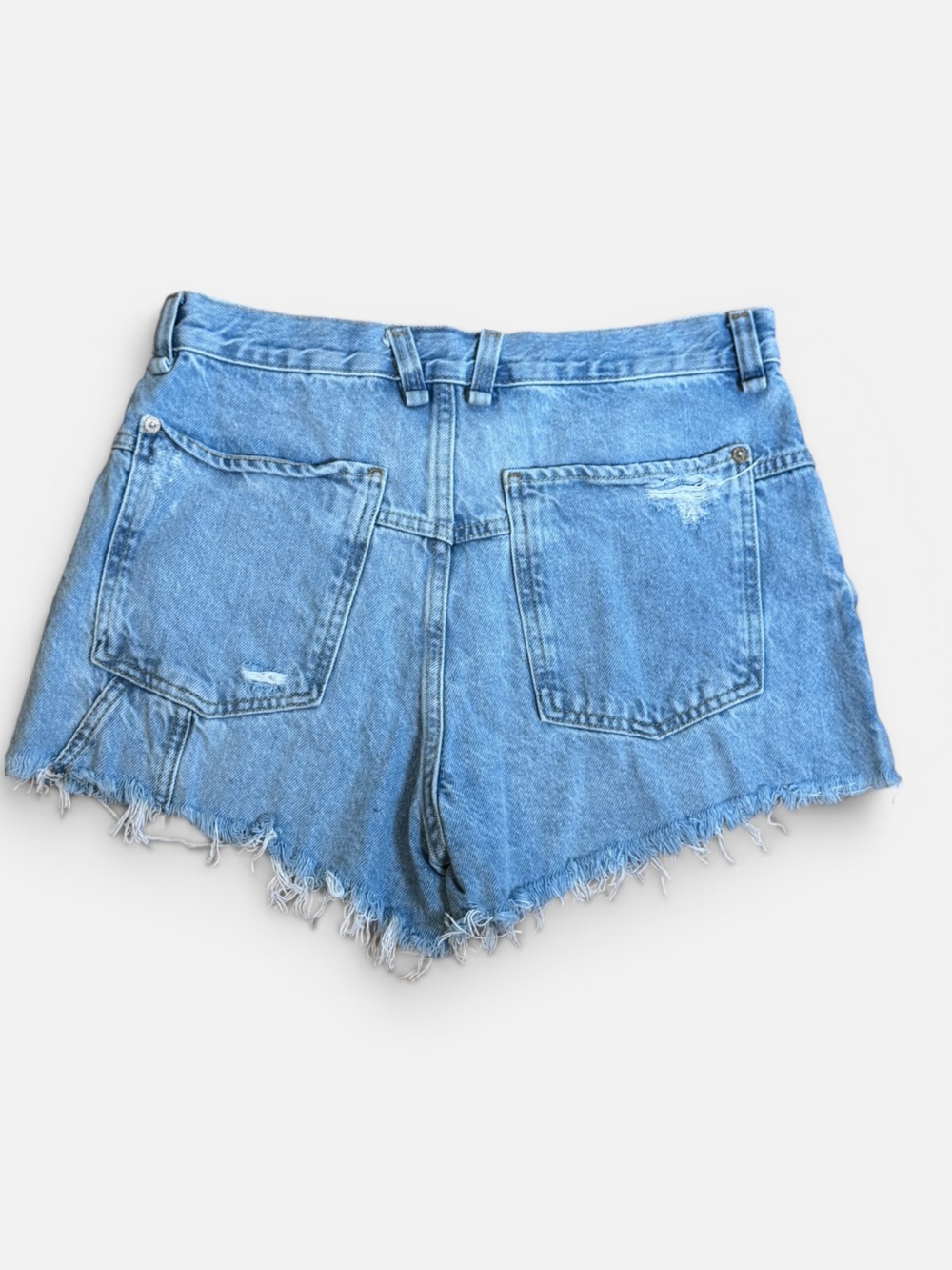 We The Free People Now or Never Light Blue Demin Distressed Cutoff Shorts Sz. 27 - Picture 2 of 8